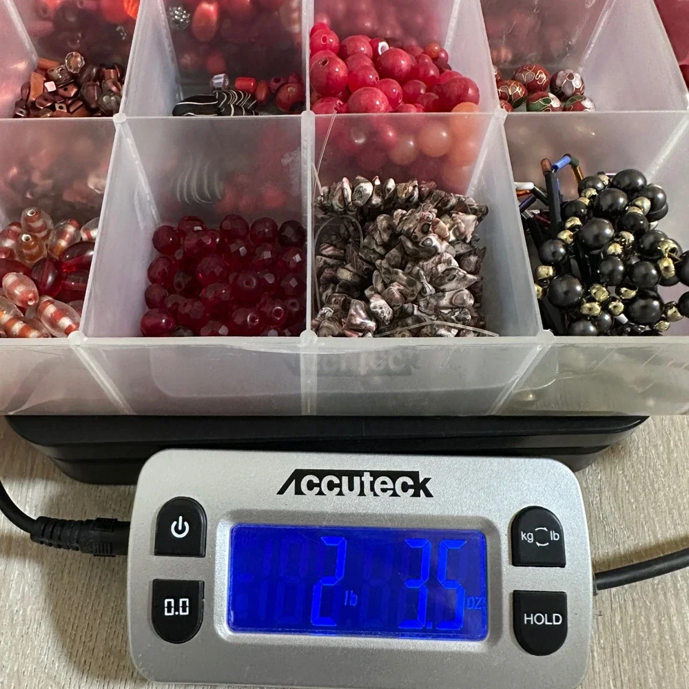 Large Red Glass Bead Lot Jewelry Making Supplies Floral Craft Organizer Case